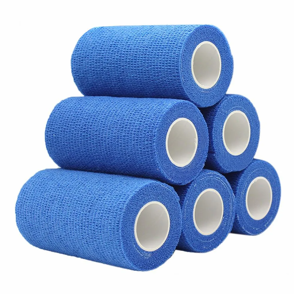 COMOmed COMOmed Self-Adherent Cohesive Bandage Latex Blue 6 Rolls — product photo