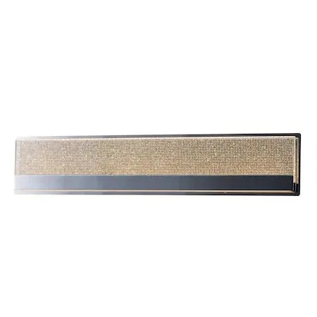 Polished chrome vanity light with crystal-embedded acrylic panel