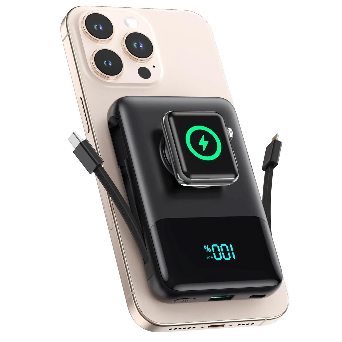 LanLuk T2 10800mAh 6-in-1 Magnetic Power Bank Black — product photo