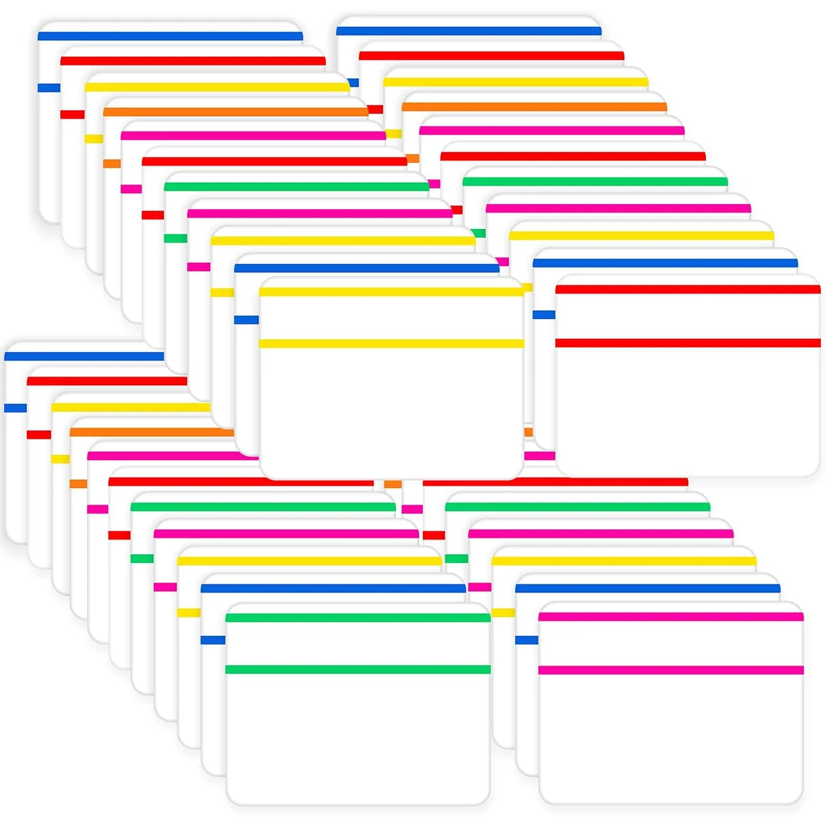 Pack of 480 translucent 2-inch adhesive index tabs in six neon striped colours