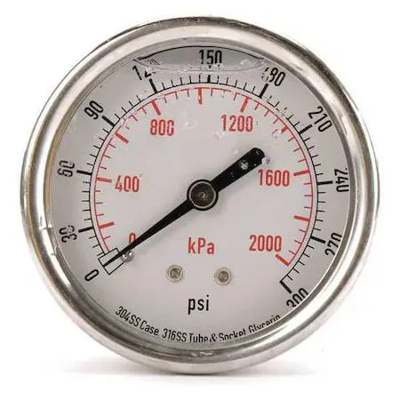 Value Brand Value Brand Commercial Pressure Gauge 4CFR9 0 to 300 psi 2 1/2 in Dial 1/4 in NPT Center Back — product photo