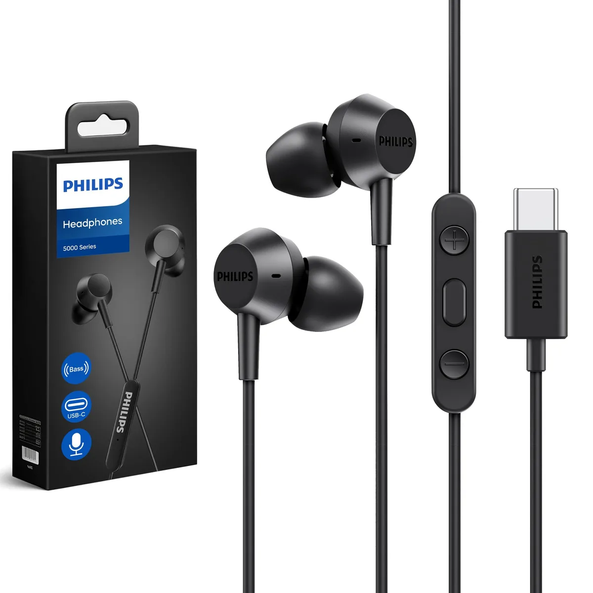  Philips TAE5008/38 USB-C wired earbuds black — product photo