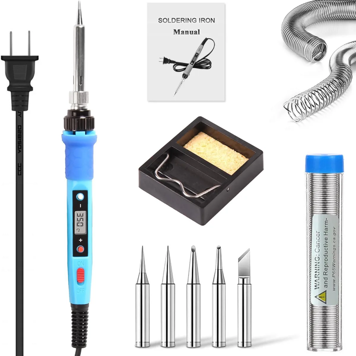 80W digital soldering iron with LCD screen and stand