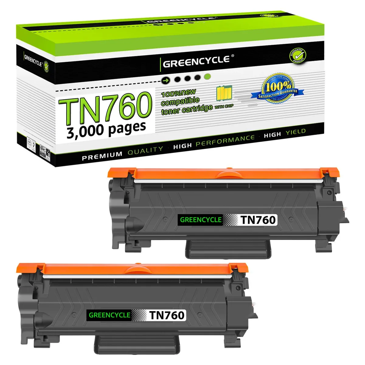 GREENCYCLE GREENCYCLE TN760 TN730 Toner Cartridge Black 2 Pack — product photo