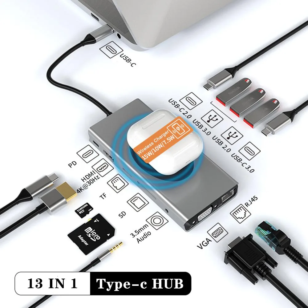 Jansicotek Jansicotek BXS13IN1 13-in-1 Dual Display USB-C Docking Station Silver — product photo