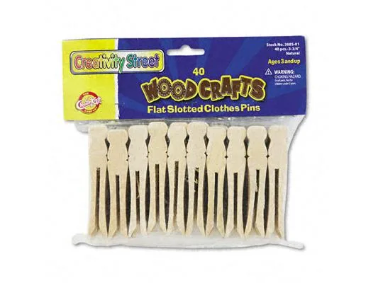 Chenille Kraft Chenille Kraft 368501 Flat Wood Slotted Clothespins 40 Pack — product photo
