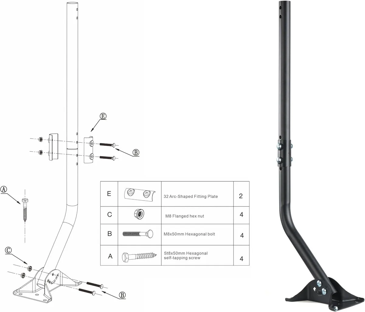 BFKK BFKK Adjustable Outdoor Antenna Mounting Pole 33 1/4" 1 1/4 — product photo
