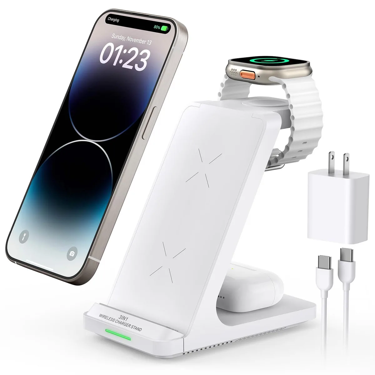  AUKUSE K6 3-in-1 Wireless Charging Station White — product photo
