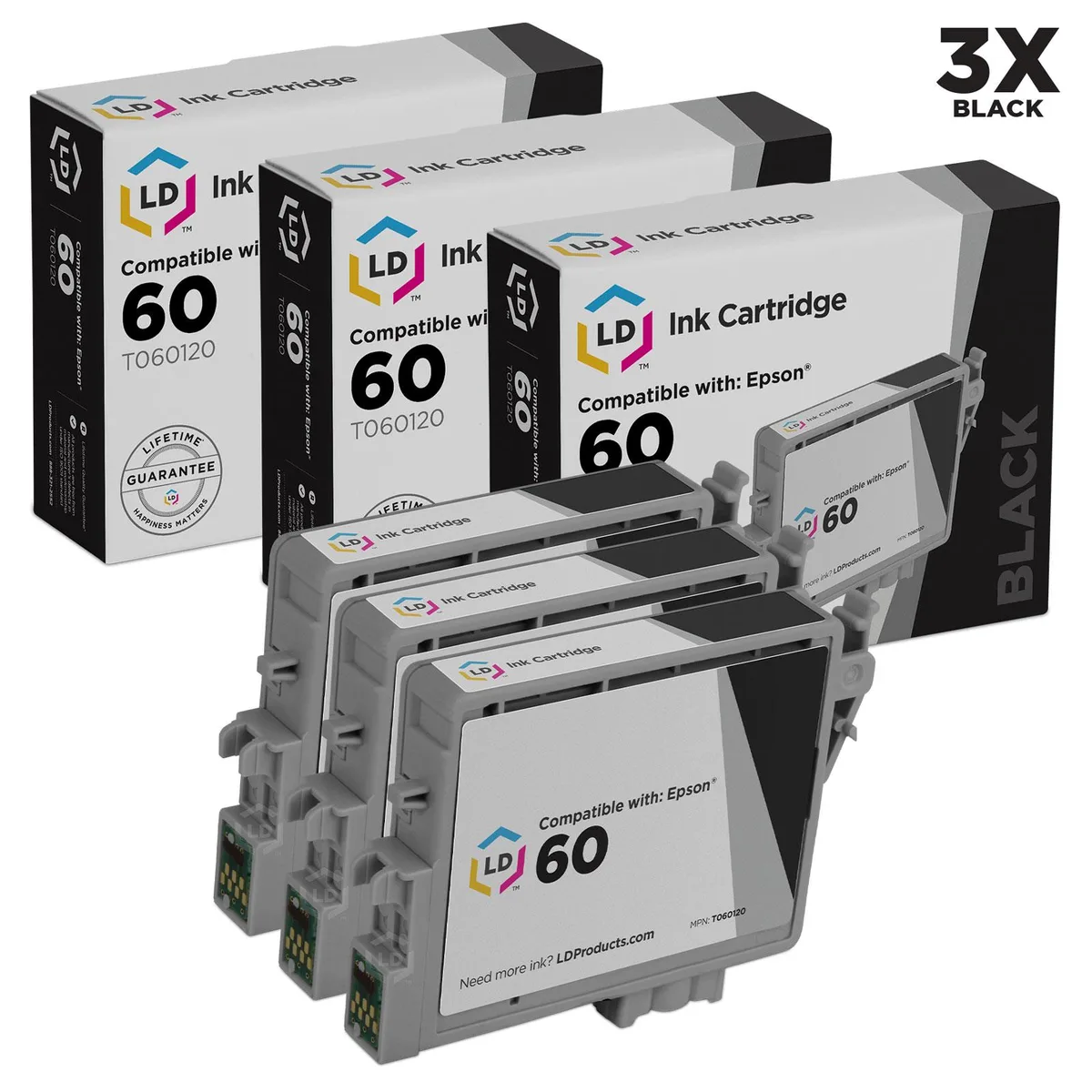LD Products LD Products T060120 Black Ink Cartridge Set of 3 — product photo