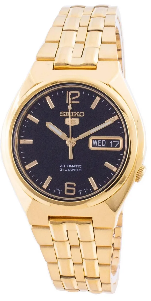 Seiko Seiko 5 Sports Automatic Black Dial SNKL66 Gold Tone Stainless Steel Men's Watch — product photo