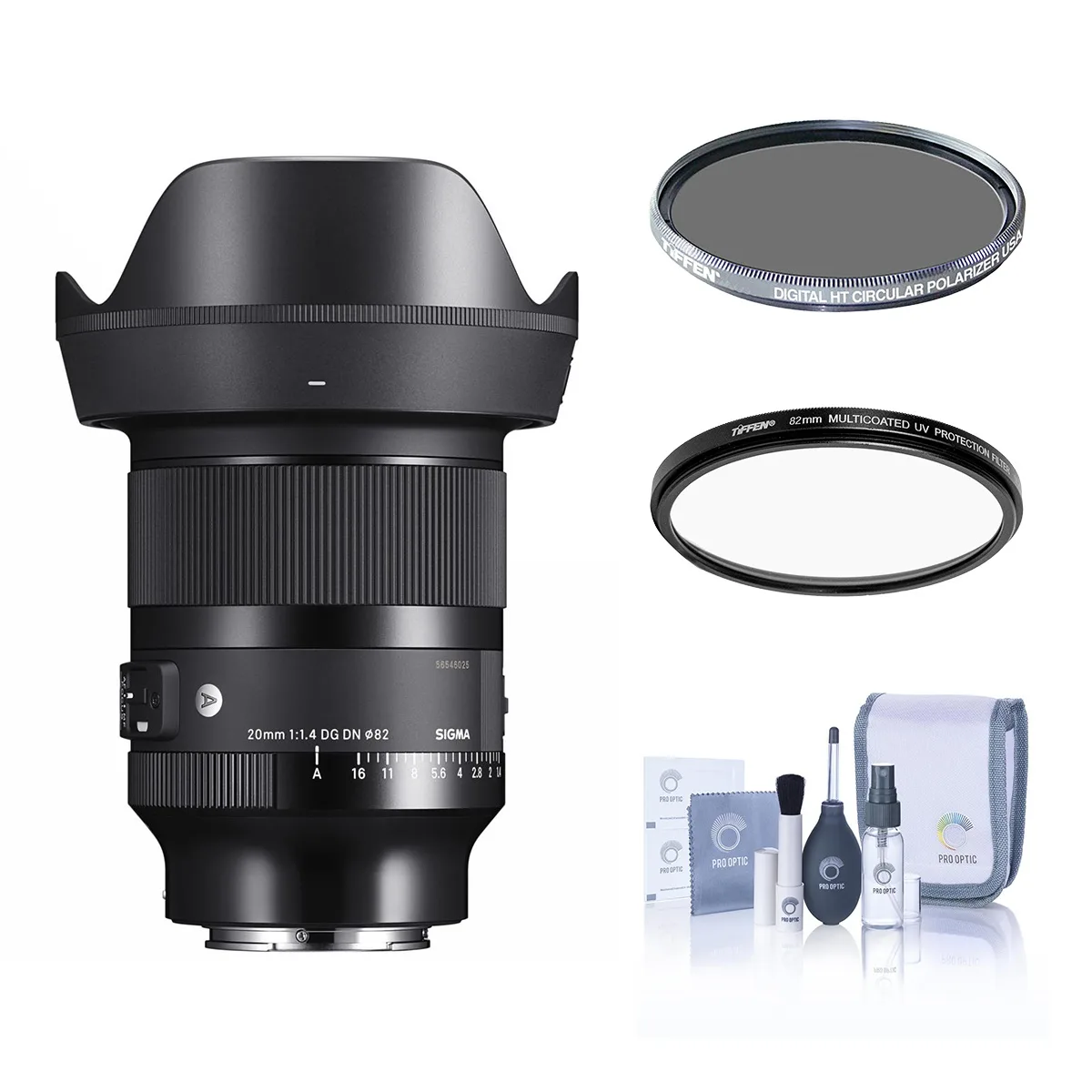 SIGMA SIGMA 20mm f/1.4 DG DN Art Lens for Sony E with Tiffen 72mm UV CPL Filter — product photo
