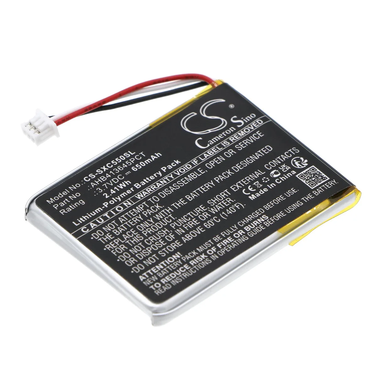 Cameron &amp; Co Cameron &amp; Co DS-CS-SXC550SL Battery 3.7V 650mAh 2.41Wh Black — product photo