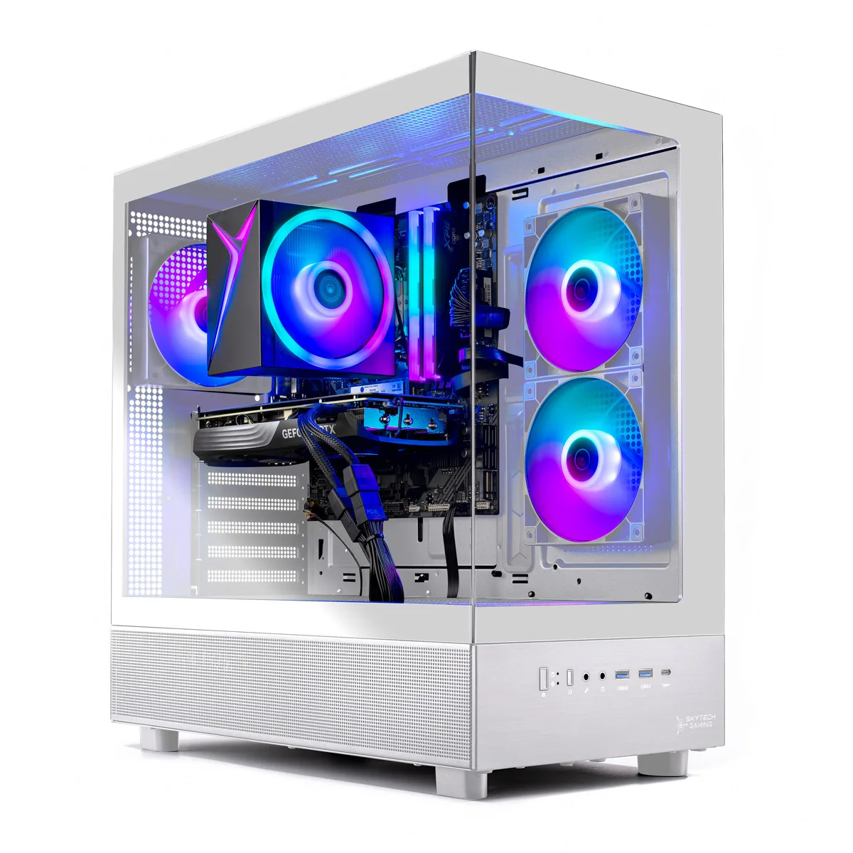 Skytech Skytech ST-AZURE3-1982-W-AL gaming PC Ryzen 7 7700 RX 9060 XT 16GB 32GB DDR5 1TB NVMe 650W — product photo