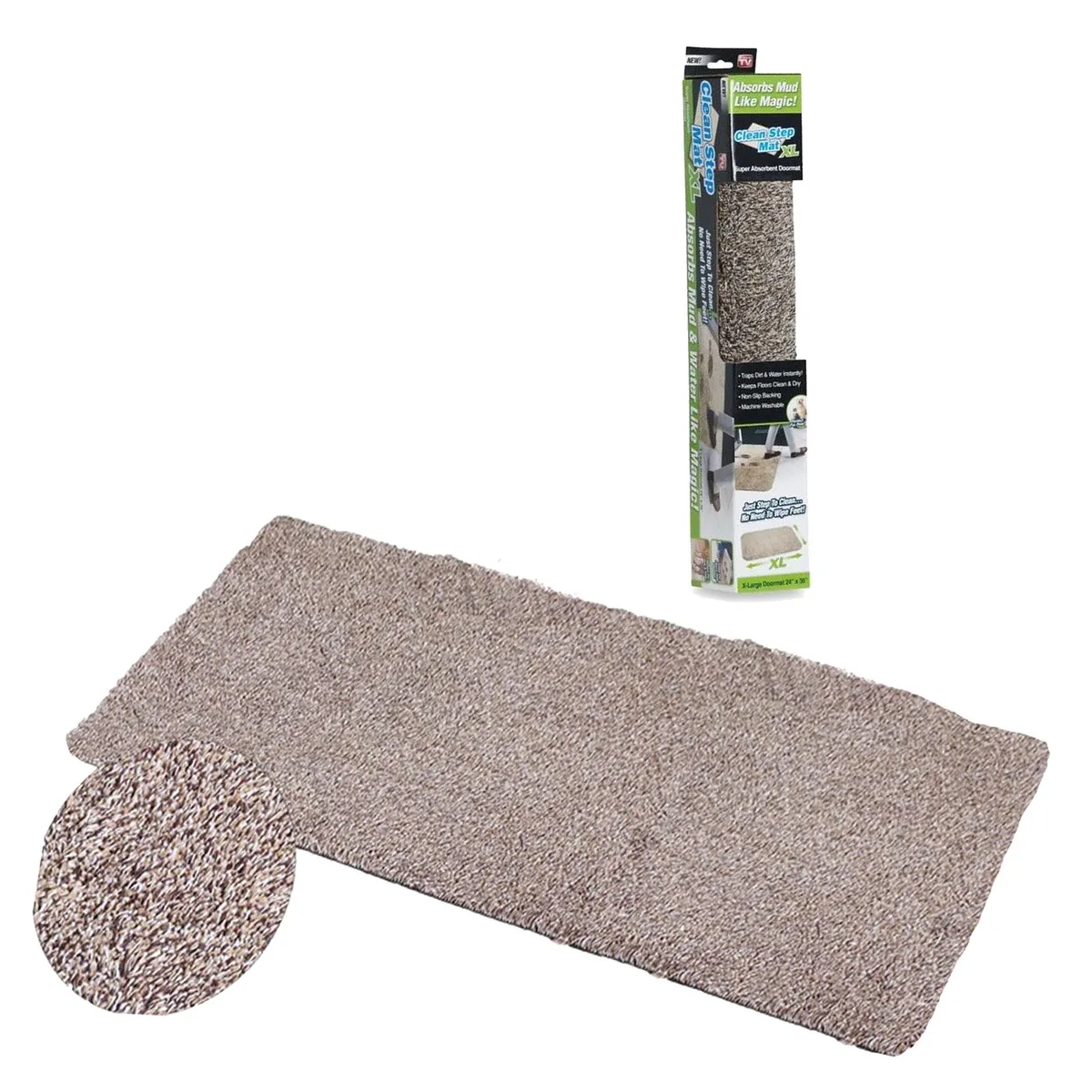 Tan cotton and microfiber runner mat 24 by 60 inches with slip resistant backing
