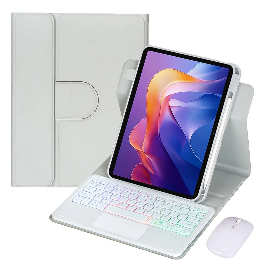 Gray keyboard case with trackpad, 360° rotatable stand, backlit keys, pencil slot, for 11" 2025 Redmi Pad 2