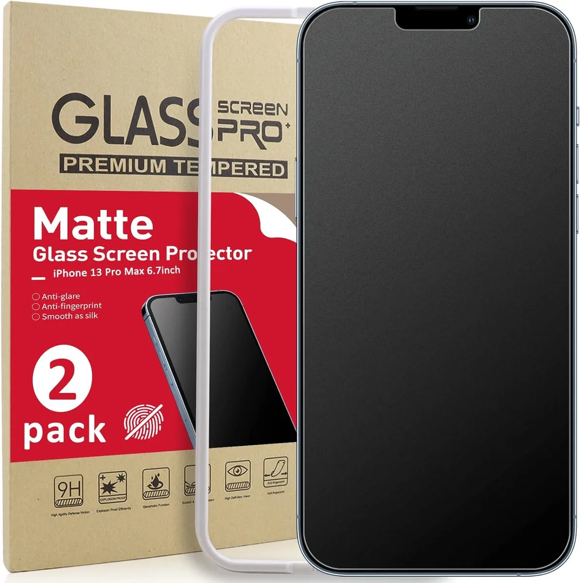 PISKEKAT PISKEKAT Matte Glass Screen Protector iPhone 13 Pro Max 6.7inch 2021 2 Pack — product photo