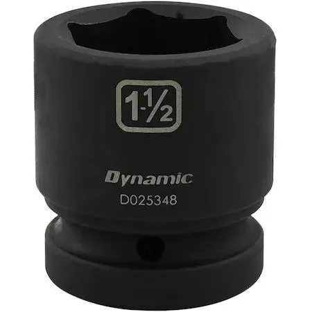 Black phosphate 1-inch drive socket with laser-etched size markings
