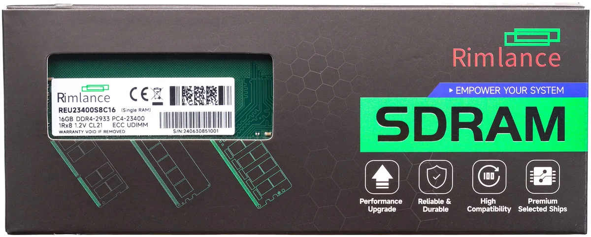 RIMLANCE RIMLANCE 16GB DDR4 2933 ECC UDIMM 1Rx8 — product photo
