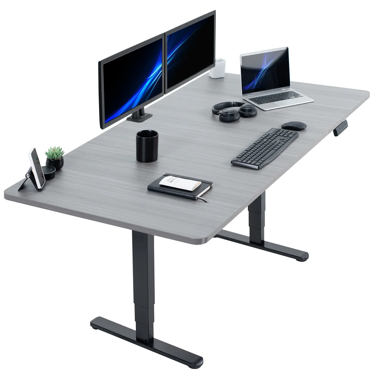 VIVO VIVO Electric 71 x 36 Standing Desk Dark Gray Top Black Frame — product photo