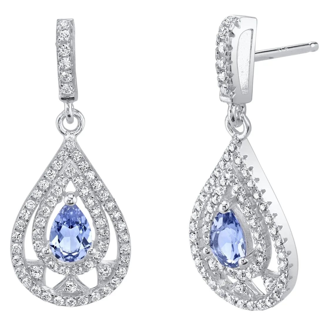 Oravo Oravo Simulated Tanzanite 925 Sterling Silver 2.25ct Pear Stud Earrings — product photo