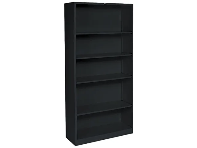HON HON S72ABCP Metal Bookcase 5 Shelves 71" x 34.5" x 12.6" Black office furniture — product photo
