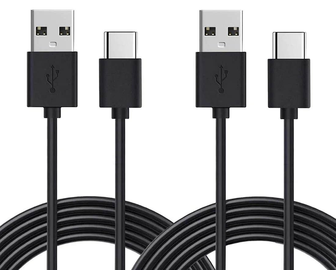 Two black USB-C charging cables, 10 ft each, round and tangle-resistant