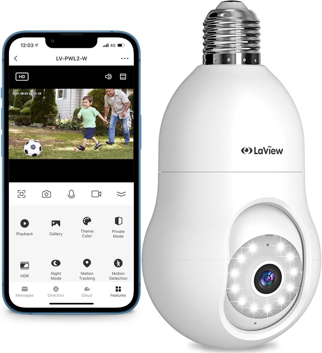 PISKEKAT PISKEKAT 4MP 360° Bulb Security Camera 2.4GHz 110db Alarm — product photo