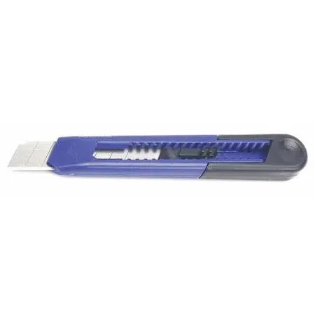 Black and blue snap-off utility knife, 6 1/2 inches long