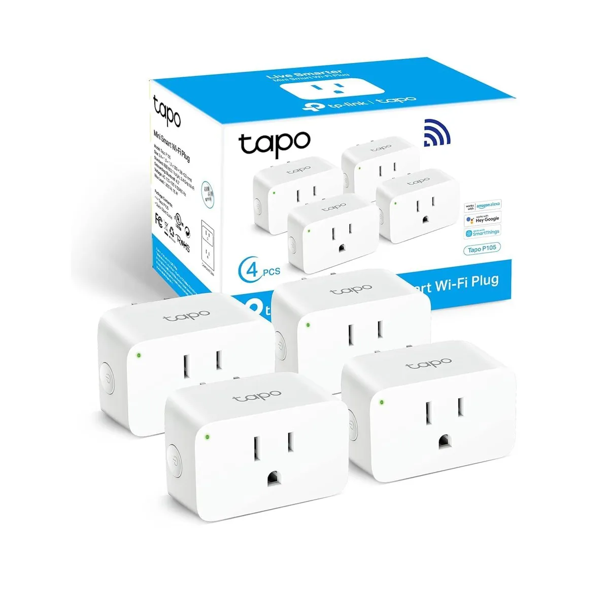 TP-Link Tapo P105 4-Pack Smart Plug 15A White — product photo
