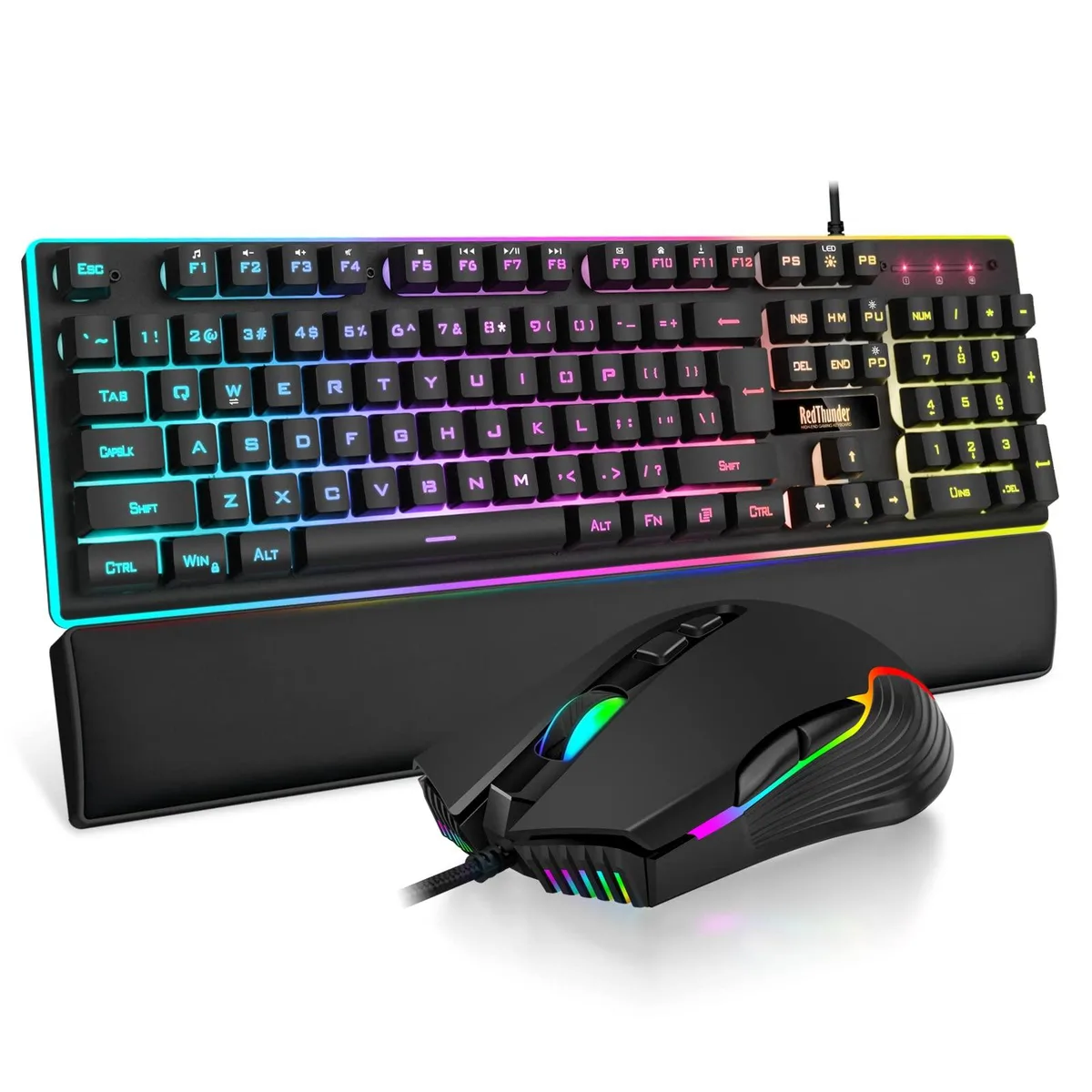  RedThunder K10 Gaming Keyboard and Mouse Combo with Wrist Rest Black — product photo