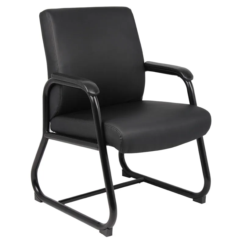BOSS Office Products BOSS Office Products B709 Antimicrobial Vinyl Guest Chair Black Sled Base 350 lb — product photo