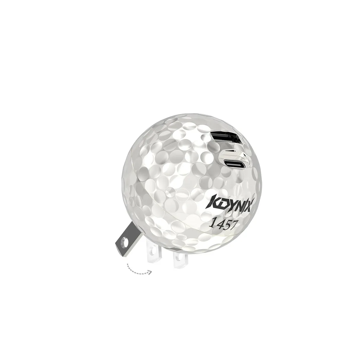 KDYNIX KDYNIX Golf Ball USB-C Charger 20W Dual Port Silver — product photo