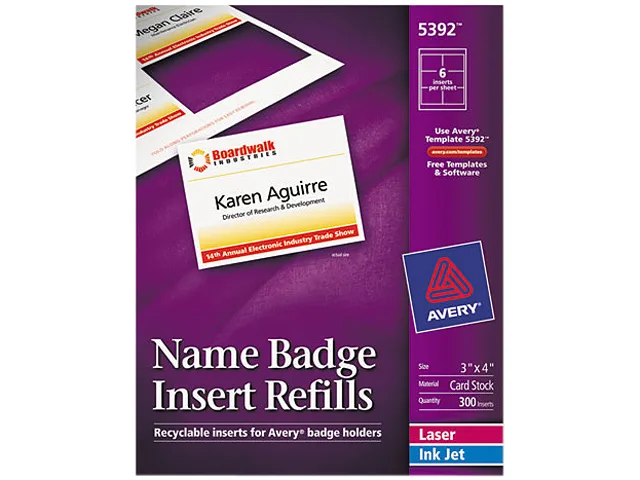 Avery Avery 5392 name badge insert refills 300 pack — product photo