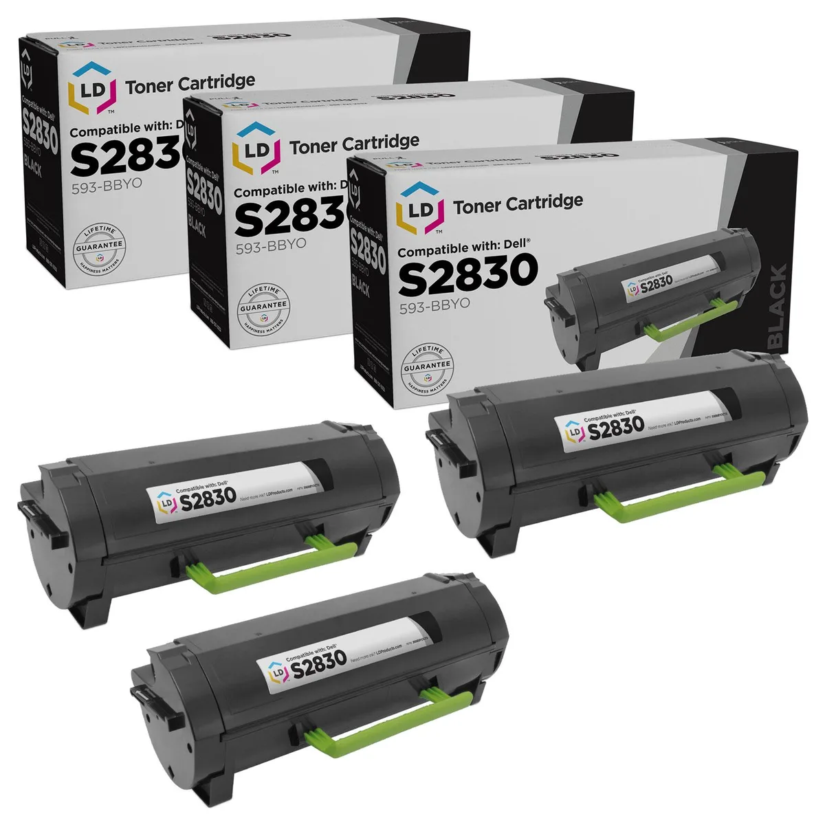 DELL DELL 593-BBYO Black Toner Cartridge 3000 Pages 3-Pack — product photo
