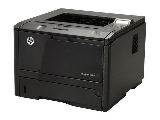 White rectangular monochrome laser printer with front paper tray and control panel