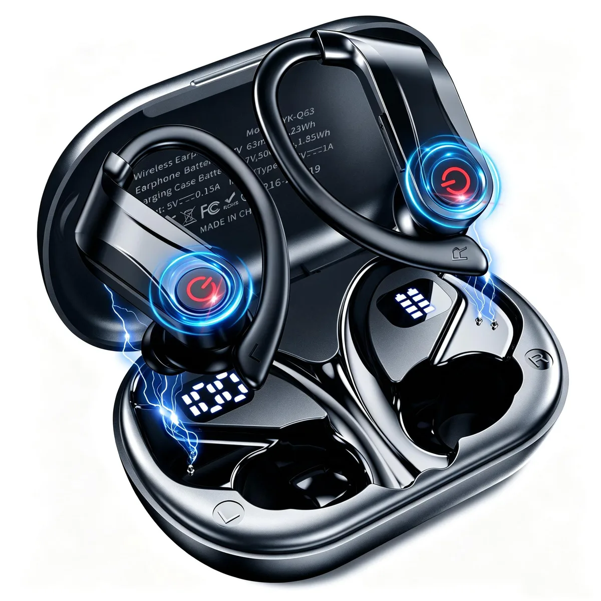 VNMN YYK-Q63 True Wireless Earbuds Deep Black Bluetooth 6.1 120Hrs IPX7 — product photo
