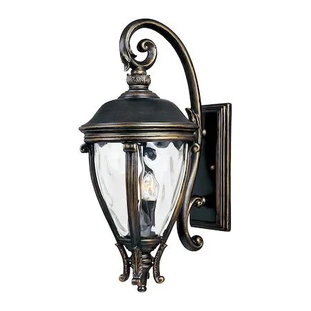 Maxim Camden VX three-light 13 inch golden bronze outdoor wall lantern with water glass