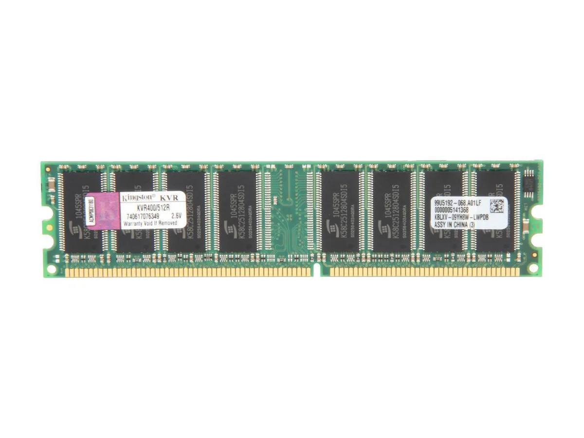 Kingston Technology Corp. Kingston Technology Corp. KVR400/512R desktop RAM 512MB DDR 400 (PC 3200) 184-Pin CL3 2.6V — product photo