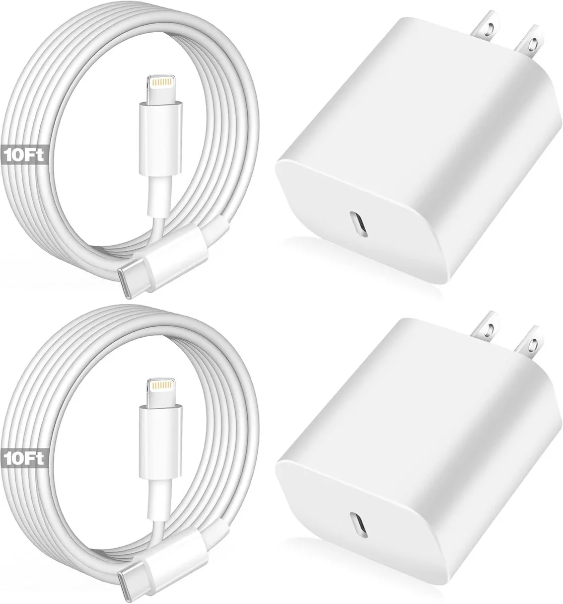 MCHOSE MCHOSE 2Pack 10FT USB-C to Lightning Cable with Wall Charger — product photo