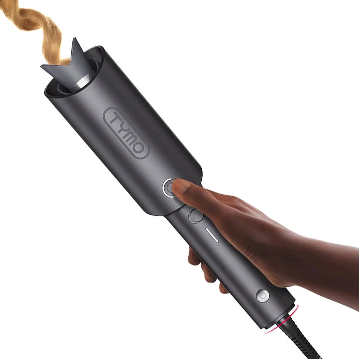 Metallic grey automatic rotating curling iron with one inch barrel