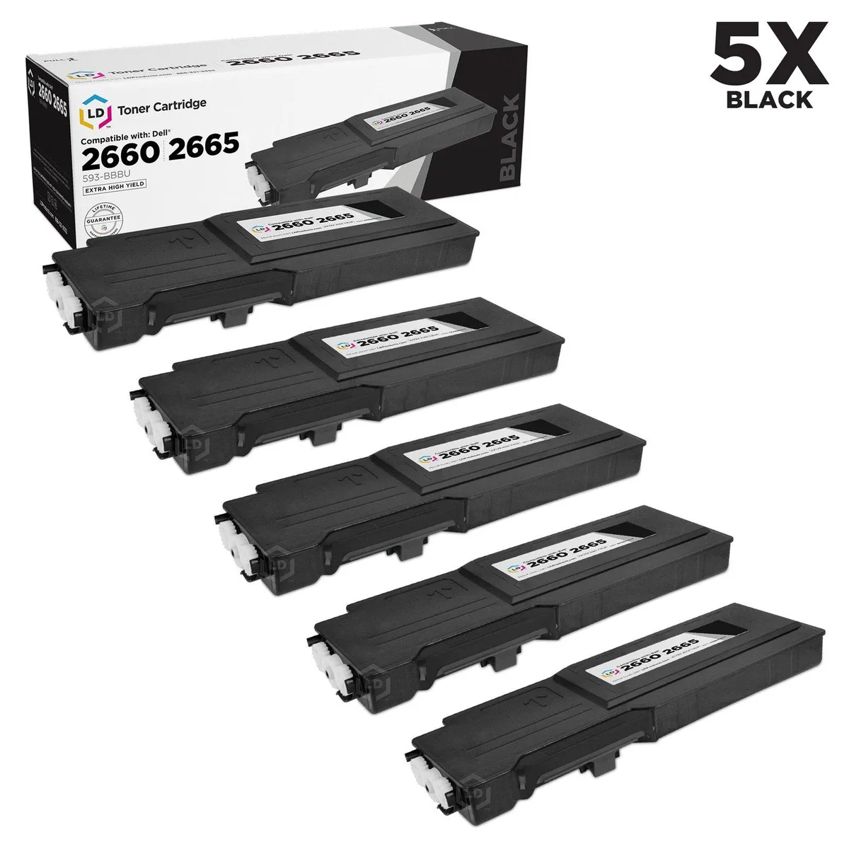 LD Products LD Products 593-BBBU Extra High Yield Black Toner Cartridge 5-Pack — product photo