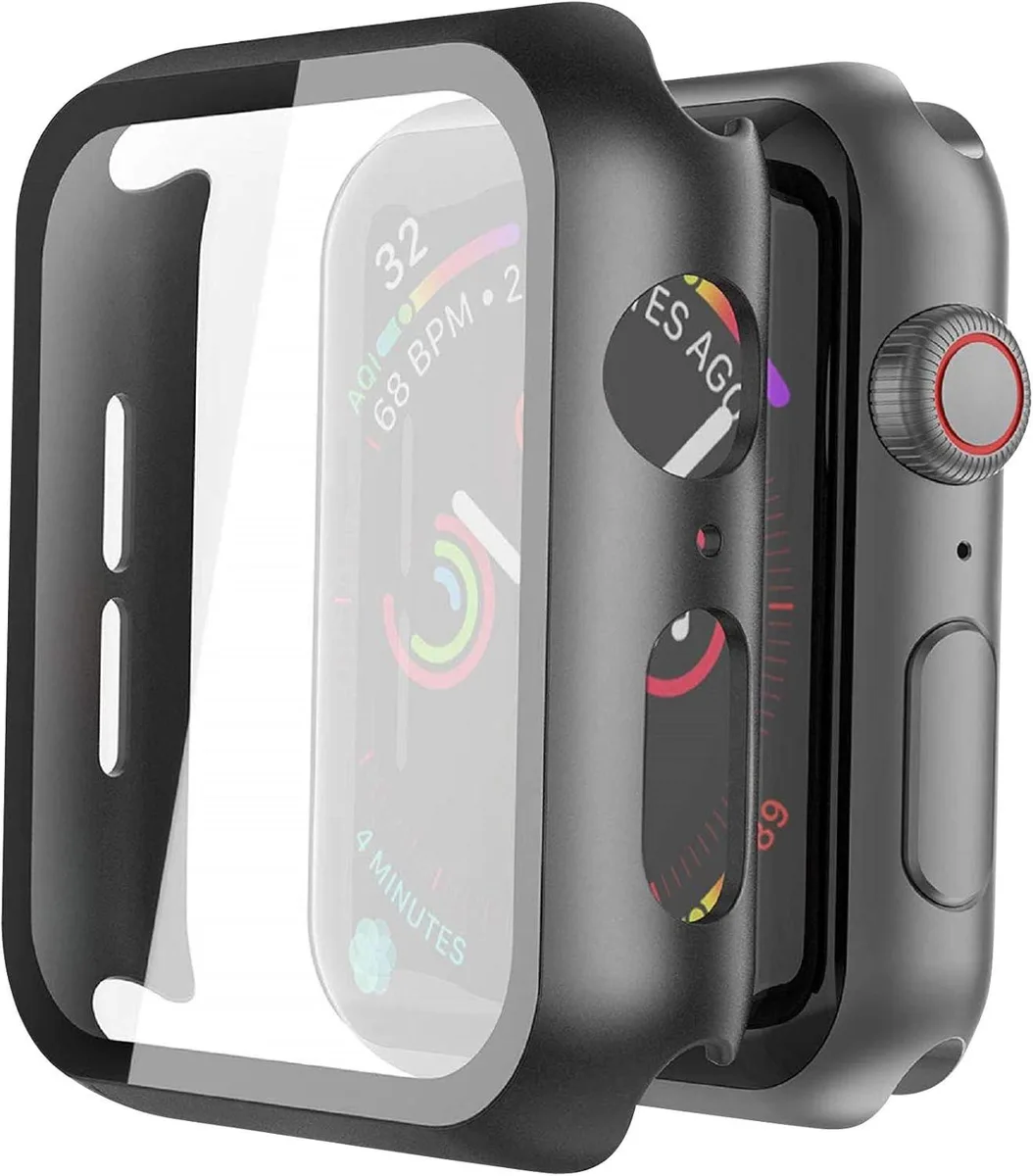 ETEIZU ETEIZU 2 Pack Hard PC Case with Tempered Glass Screen Protector 40mm Black — product photo