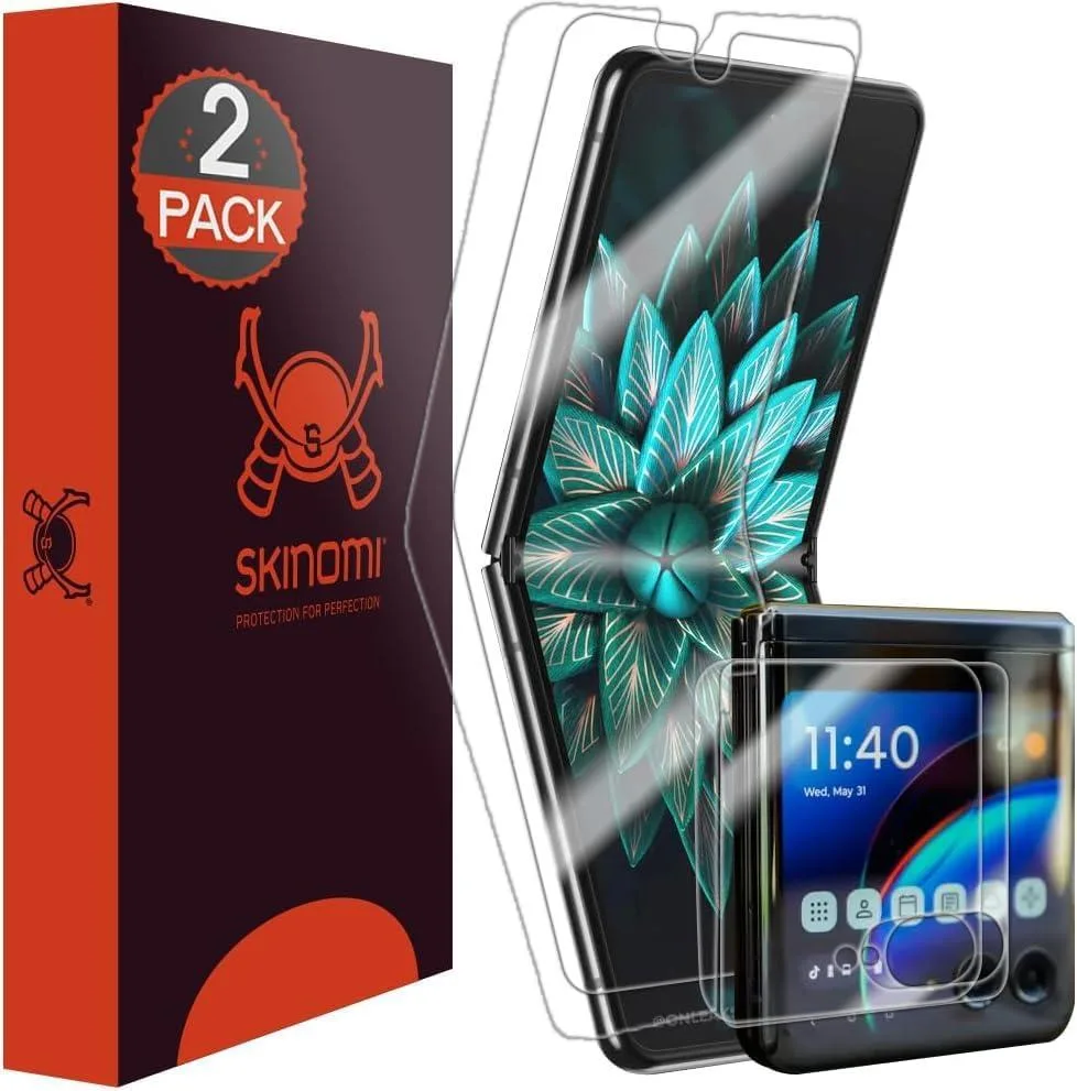Two clear flexible film sheets for Razr+ Plus 2023