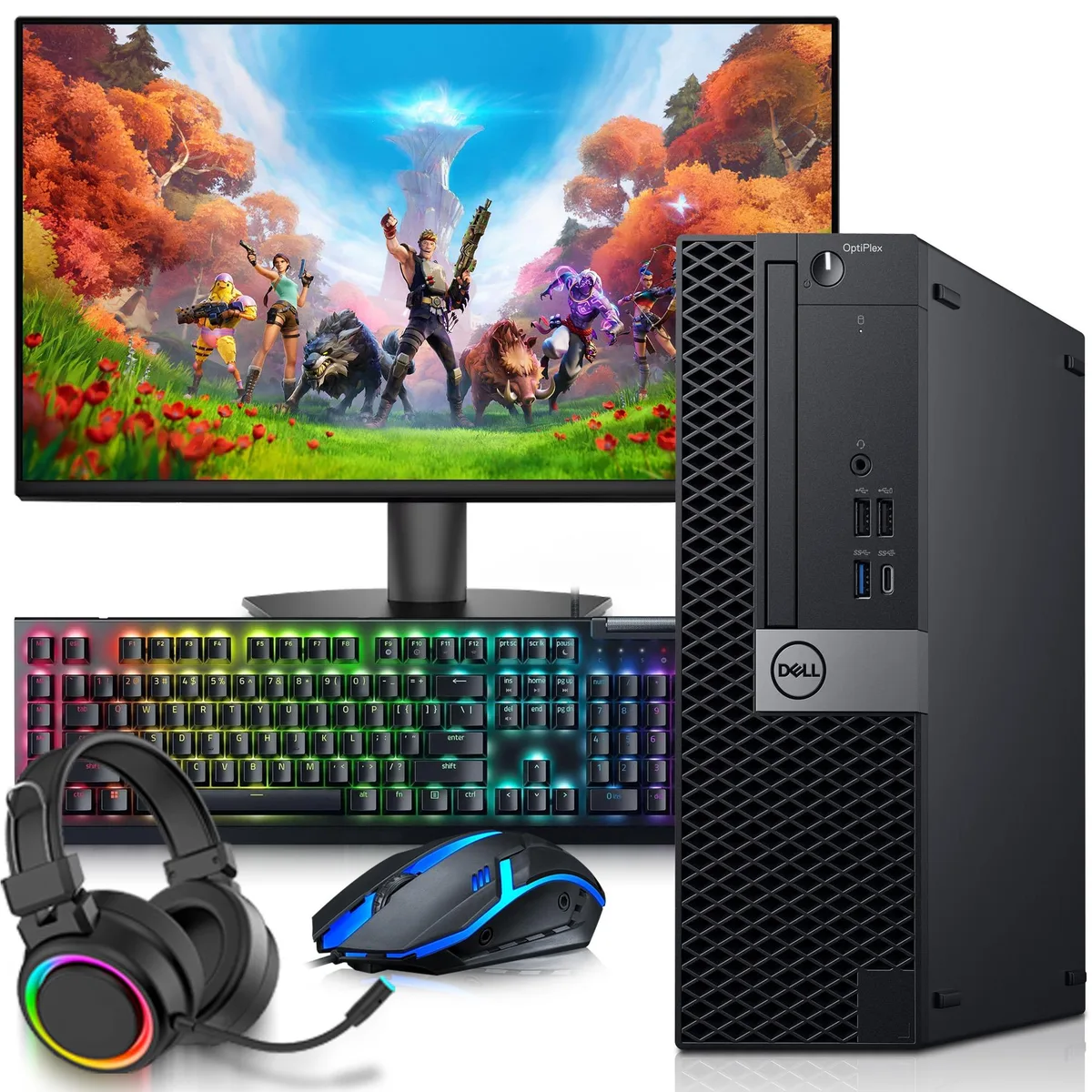 DELL DELL Gaming Desktop PC i5-8500 3.00GHz 16GB DDR4 512GB GT 1030 24in Monitor WiFi RGB Kit Win 11 Pro — product photo