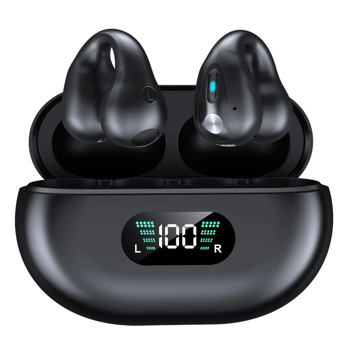 ALPHA DIGITAL INC ALPHA DIGITAL INC Wireless Open Ear Clip Earbuds Bluetooth 5.3 18 Hours 350mAh Black — product photo