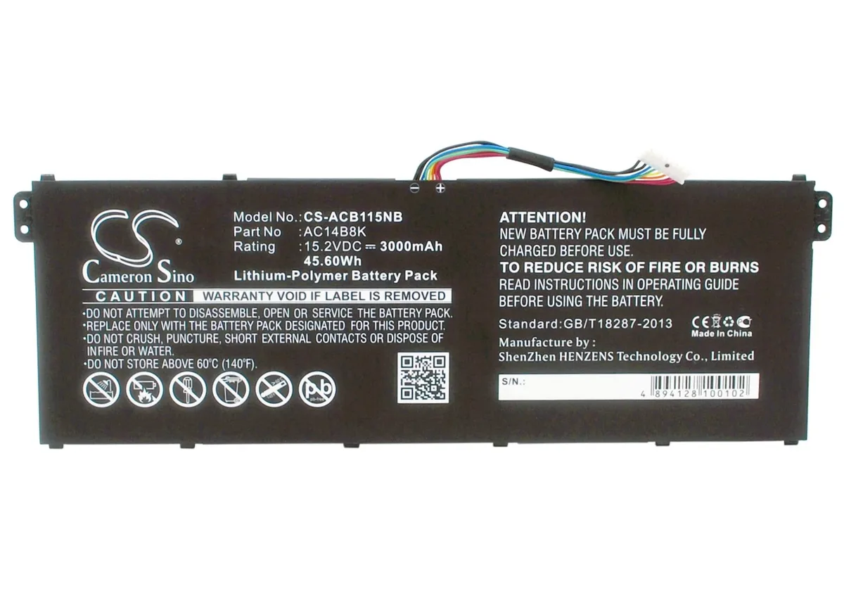 Rectangular rechargeable battery pack with label showing NE511 NE512 compatibility