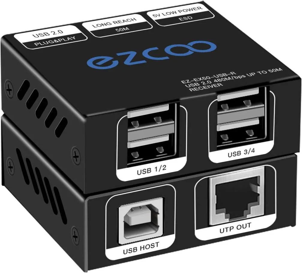 WUQ WUQ USB 2.0 Extender 4-Port 165ft Cat5e Cat6 EX60USB — product photo