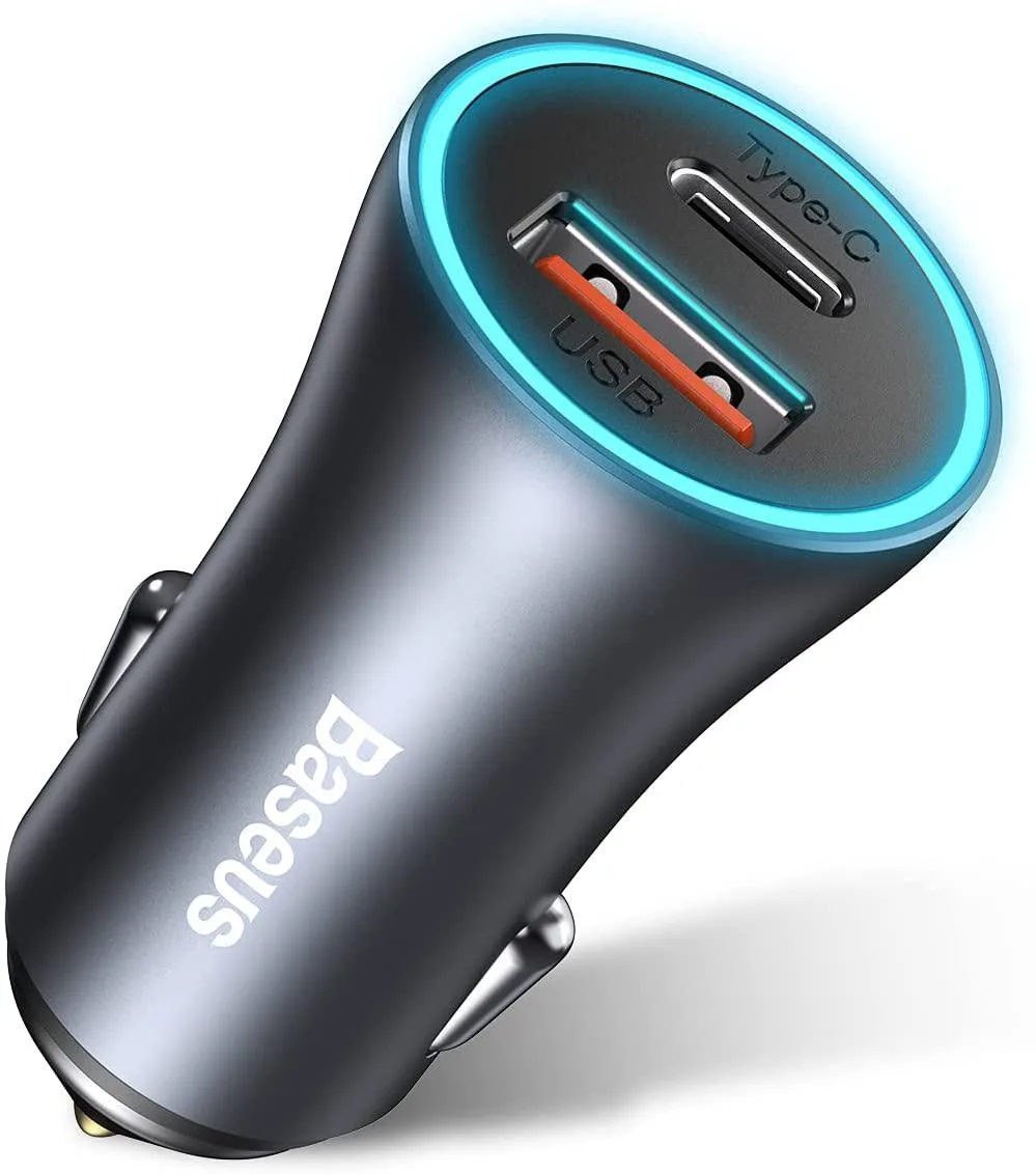 BASEUS BASEUS 40W Dual USB-C Car Charger with LED Display — product photo