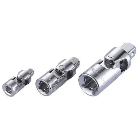 Three chrome universal joints in clear packaging