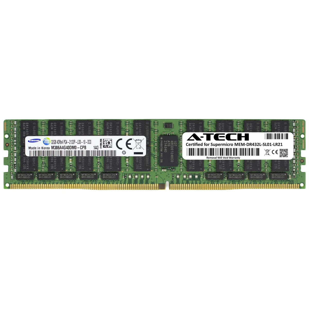 A-Tech A-Tech 32GB DDR4 2133MHz PC4-17000 CL15 4Rx4 ECC LRDIMM 288-Pin Server Memory — product photo